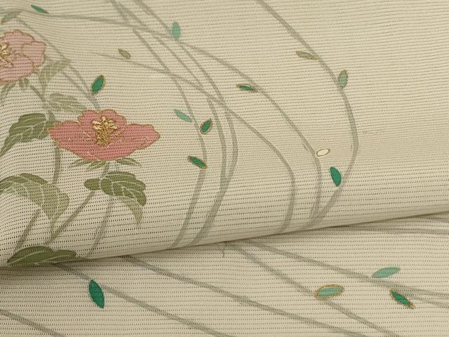 平和屋着物*夏物 訪問着 絽 草花文 金糸 金彩 正絹 逸品 AABH6487jd