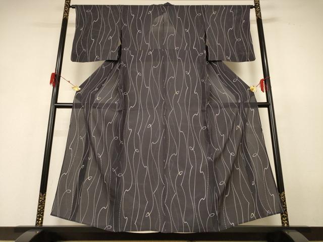 平和屋着物*夏物 小紋 絽 幾何学文様 正絹 逸品 AABH6493jd