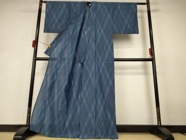 平和屋着物*夏物 小紋 紗 格子 正絹 逸品 AABH6503jd