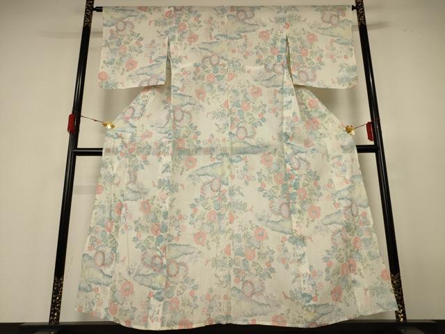 平和屋着物*夏物 小千谷ちぢみ 花車文 麻 逸品 AABH6509jd