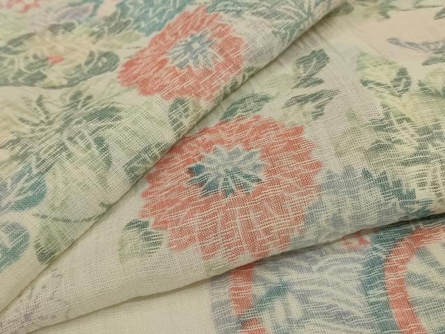 平和屋着物*夏物 小千谷ちぢみ 花車文 麻 逸品 AABH6509jd
