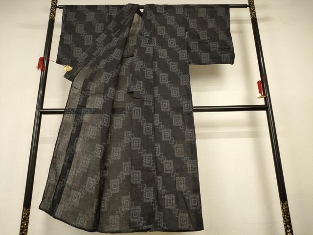 平和屋着物*夏物 上布 幾何学文様 麻 逸品 AABH6514jd