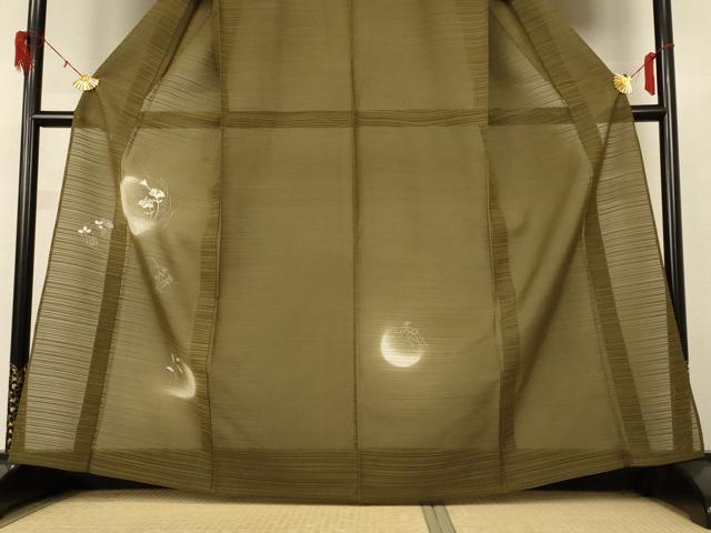 平和屋着物*夏物 訪問着 絽 刺繍 草花文 暈し染め 銀糸 正絹 逸品 AABH6527jd