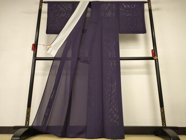 平和屋着物*夏物 色無地 絽 黒紅色 洗える着物 AABH6537jd