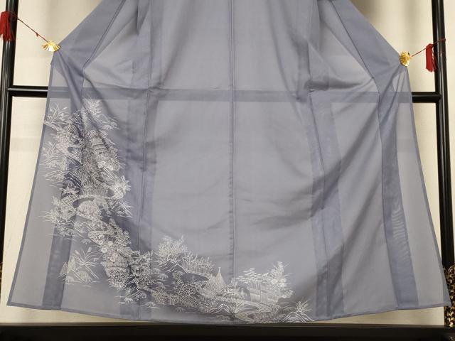 平和屋着物*夏物 訪問着 絽 風景草花文 暈し染め 洗える着物 AABH6539jd