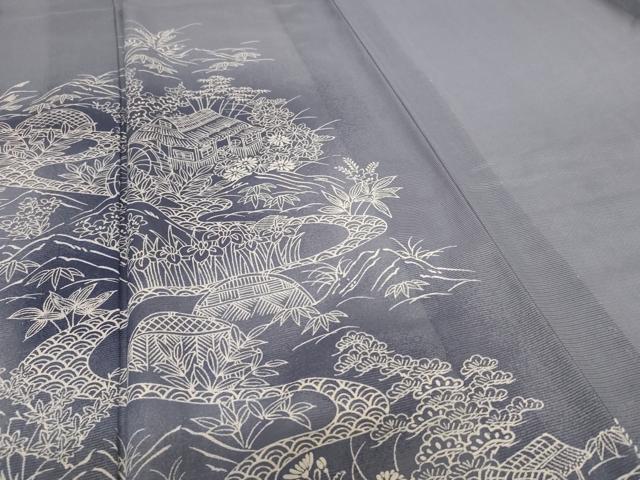 平和屋着物*夏物 訪問着 絽 風景草花文 暈し染め 洗える着物 AABH6539jd