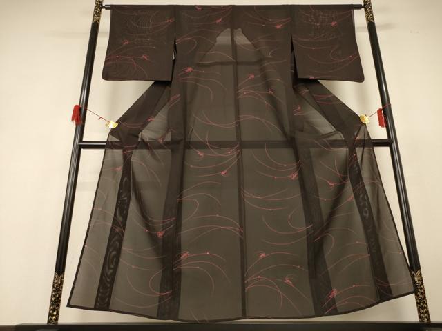平和屋着物*夏物 小紋 絽 バッタ 正絹 逸品 AABH6548jd