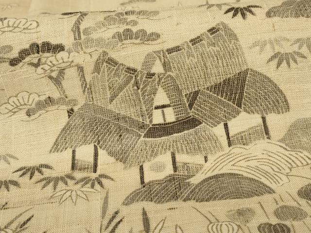 平和屋着物*夏物 訪問着 生紬 風景松文 正絹 逸品 AABH6560jd