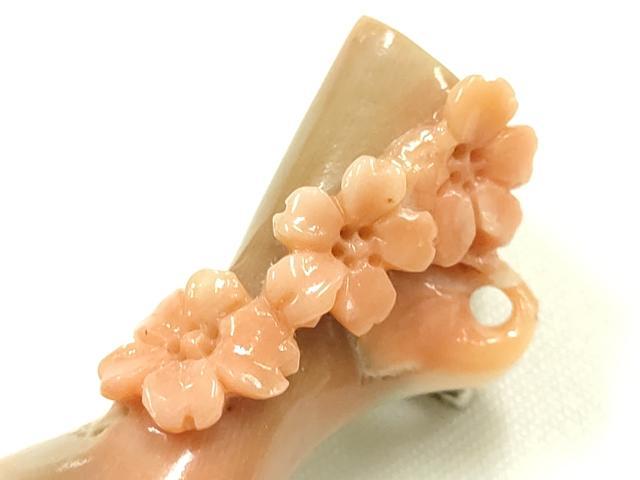 平和屋着物▼和装小物 帯留め 珊瑚 花 6.3g 逸品 AABH6576ay