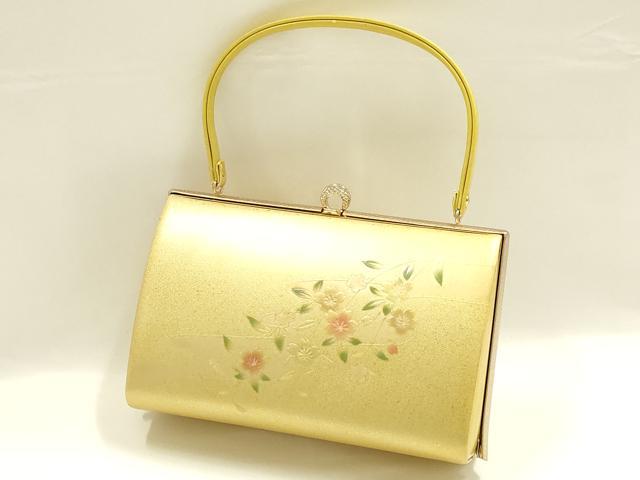平和屋着物▼和装小物 和装バッグ ハンドバッグ 花柄 エンボス加工 逸品 AABH6588ay