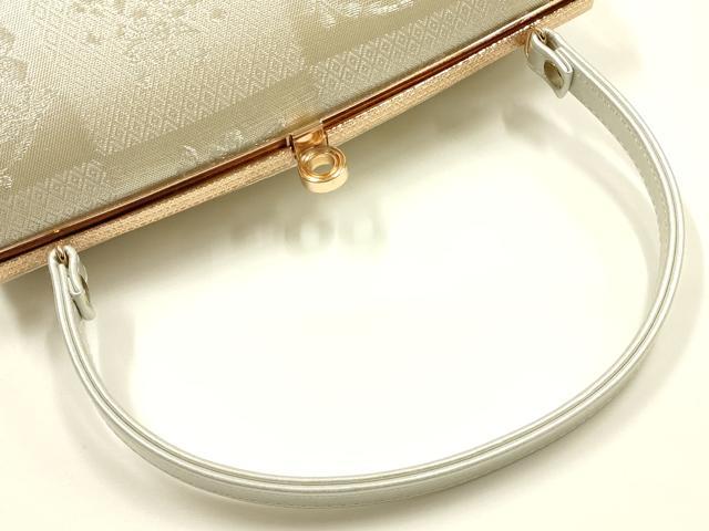 平和屋着物●和装小物 和装バッグ ハンドバッグ 市松 花丸 金銀糸 逸品 AABH6624ay