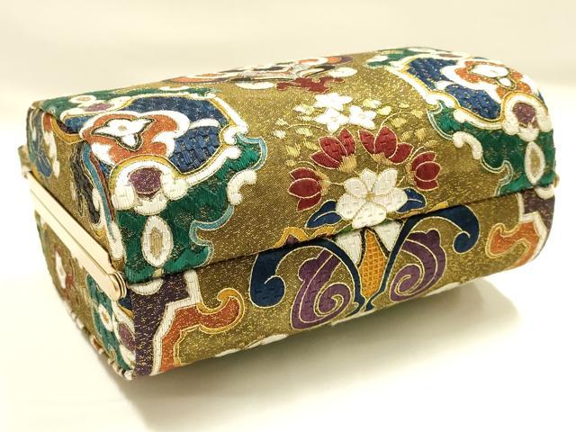 平和屋着物●和装小物 和装バッグ ハンドバッグ 刺繍 帯地使用 金糸 逸品 AABH6625ay