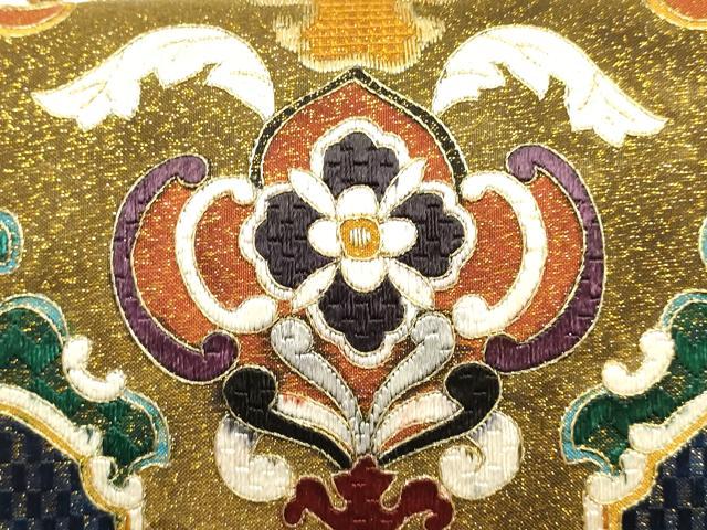 平和屋着物●和装小物 和装バッグ ハンドバッグ 刺繍 帯地使用 金糸 逸品 AABH6625ay