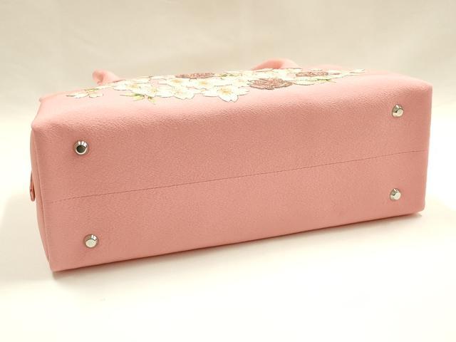 平和屋着物●和装小物 和装バッグ ハンドバッグ 利休バッグ 総刺繍 桜と福良雀 金糸 逸品 AABH6626ay