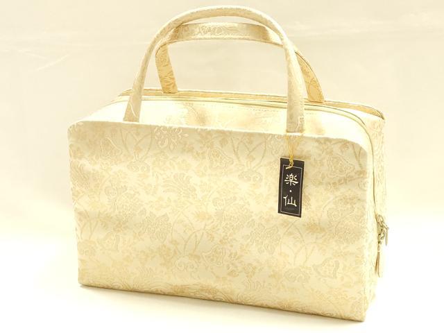 平和屋着物●和装小物 和装バッグ ハンドバッグ 利休バッグ 更紗花文 金糸 逸品 未使用 AABH6628ay