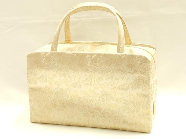 平和屋着物●和装小物 和装バッグ ハンドバッグ 利休バッグ 更紗花文 金糸 逸品 未使用 AABH6628ay