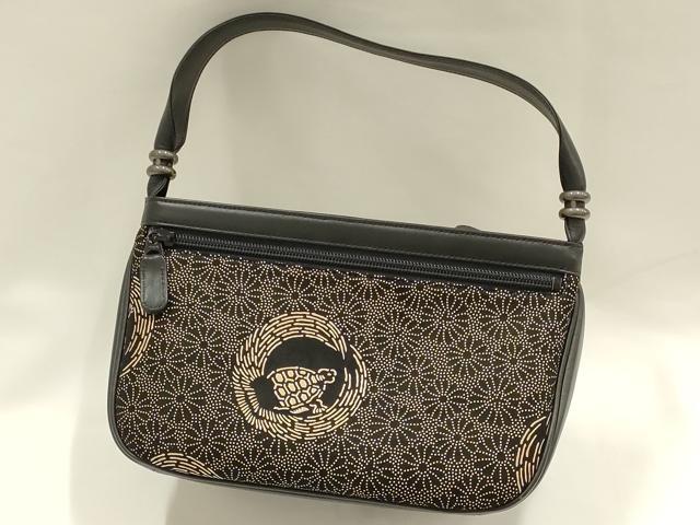 平和屋着物●和装小物 和装バッグ 甲州印傳 印傳屋 ハンドバッグ 菊文 鶴亀 松竹梅 逸品 AABH6637ay