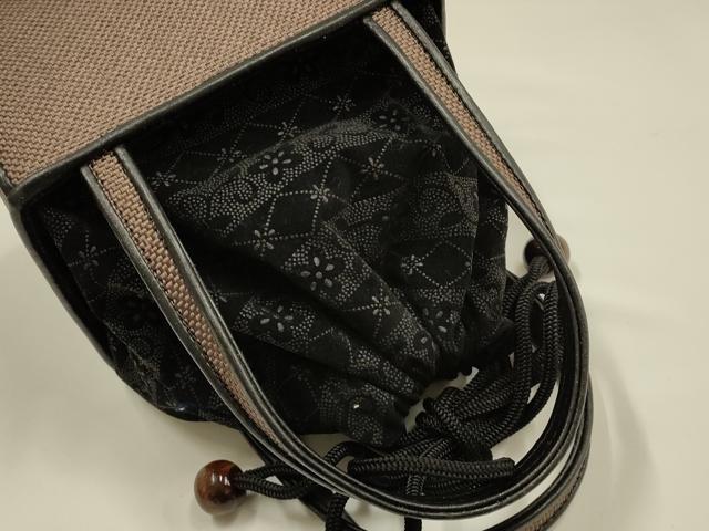 平和屋着物●和装小物 和装バッグ ハンドバッグ 網代 巾着 木玉 逸品 AABH6646ay