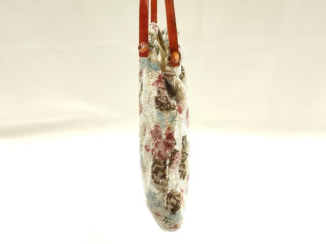 平和屋着物●和装小物 和装バッグ ハンドバッグ ビーズバッグ 花柄 逸品 AABH6651ay