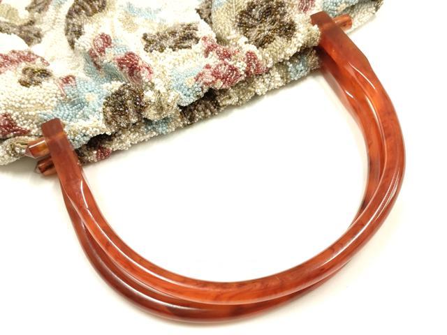 平和屋着物●和装小物 和装バッグ ハンドバッグ ビーズバッグ 花柄 逸品 AABH6651ay