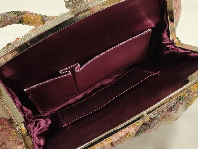 平和屋着物●和装小物 和装バッグ ハンドバッグ ビーズバッグ 花柄 逸品 AABH6652ay