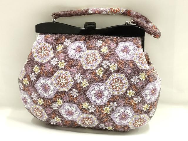 平和屋着物●和装小物 和装バッグ ハンドバッグ ビーズバッグ 花亀甲 逸品 AABH6654ay
