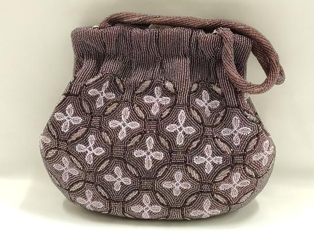 平和屋着物●和装小物 和装バッグ ハンドバッグ ビーズバッグ 花七宝 逸品 AABH6656ay