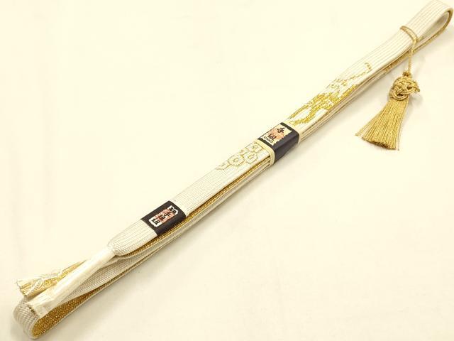 平和屋本店●和装小物 帯締め・帯揚げセット 礼装用 高麗組 綾出し 刺繍 金糸 金彩 亀房付き 逸品 未使用 AABH6684ay