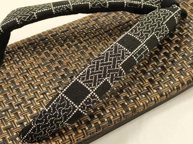 平和屋着物●男性 和装小物 雪駄・巾着セット 網代 牛皮底 逸品 未使用 AABH6698ay