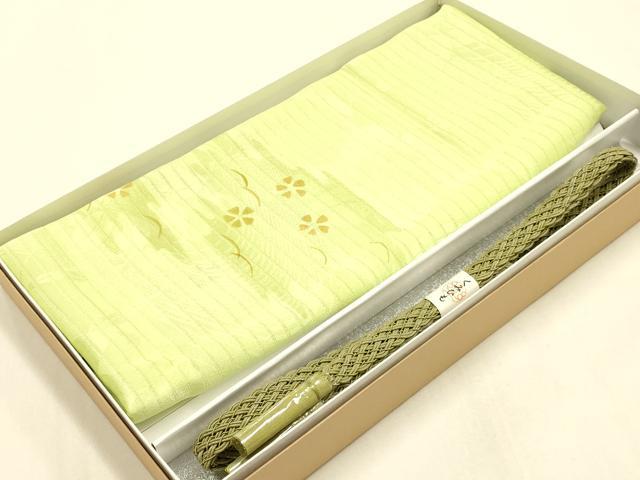 平和屋着物*夏物 和装小物 帯締め・帯揚げセット 芝花文 レース組 平組 正絹 逸品 未使用 AABH6735ay