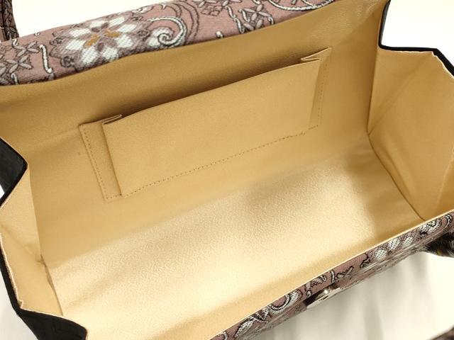 平和屋着物●和装小物 和装バッグ ハンドバッグ 花間道 更紗 金糸 マグネット式 逸品 未使用 AABH6750ay