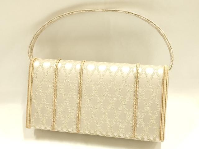 平和屋着物●和装小物 和装バッグ 神田胡蝶 ハンドバッグ クラッチバッグ 立涌文様 金糸 マグネット式 逸品 AABH6756ay