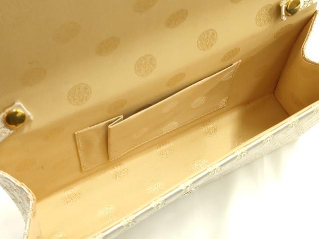 平和屋着物●和装小物 和装バッグ 神田胡蝶 ハンドバッグ クラッチバッグ 立涌文様 金糸 マグネット式 逸品 AABH6756ay