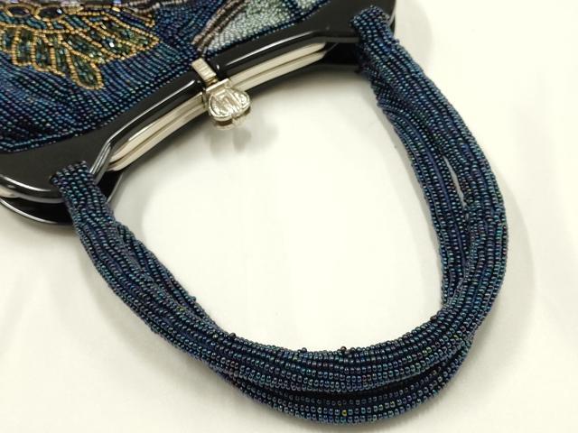 平和屋着物●和装小物 和装バッグ ハンドバッグ ビーズバッグ 舞蝶文 逸品 AABH6758ay