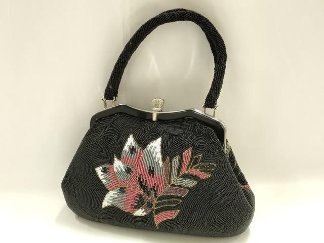 平和屋着物●和装小物 和装バッグ ハンドバッグ ビーズバッグ 更紗花文 逸品 AABH6759ay