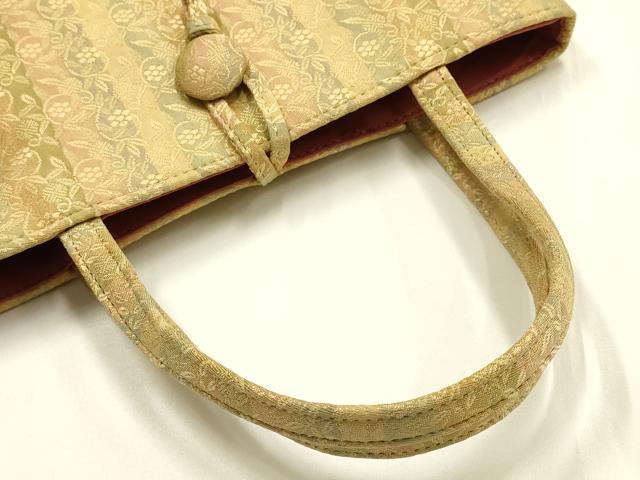 平和屋着物▼和装小物 和装バッグ ハンドバッグ トートバッグ 笹蔓 金糸 逸品 AABH6773ay