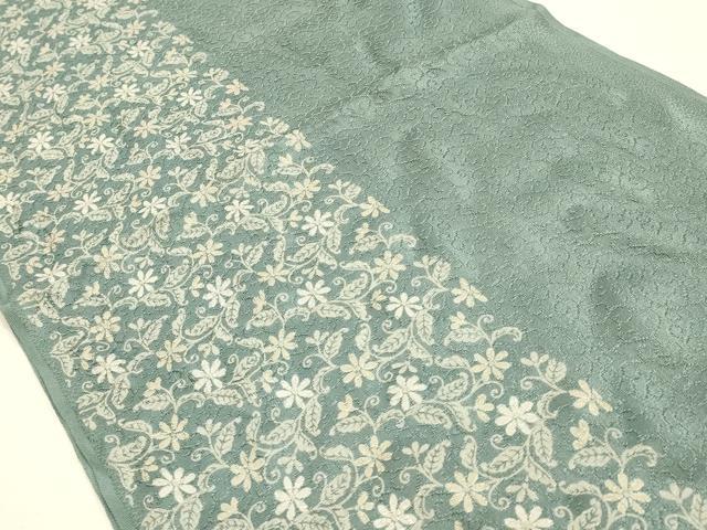 平和屋着物●和装小物 帯締め・帯揚げセット 翠嵐工房 奈良組 花唐草文 縫取ちりめん 正絹 逸品 未使用 AABH6794ay