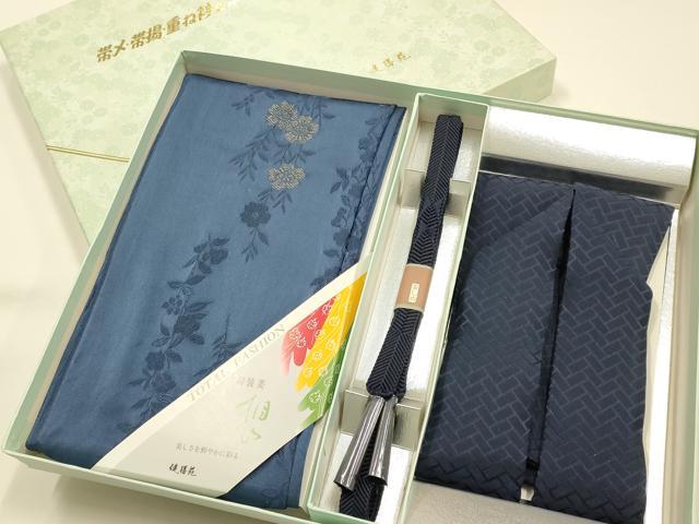 平和屋着物●和装小物 帯締め・帯揚げセット 笹浪組 枝垂れ花文 桧垣地紋 金糸 健勝苑扱い 逸品 未使用 AABH6797ay