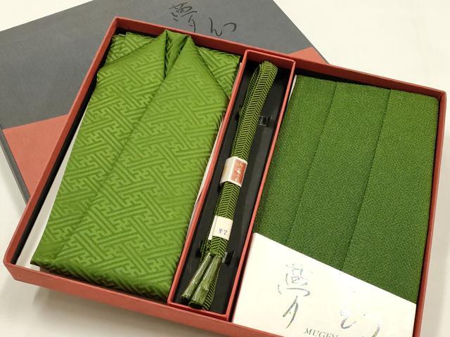 平和屋着物●和装小物 帯締め・帯揚げセット 夢幻 笹浪組 紗綾型地紋 逸品 未使用 AABH6799ay