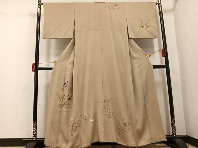 平和屋着物●訪問着 手描き 草花文 金彩 正絹 逸品 AABH6801ph