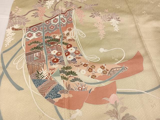 平和屋着物●訪問着 友禅 几帳花文 正絹 逸品 未使用 AABH6804ph