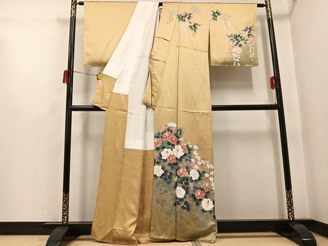 平和屋着物●訪問着 草花文 金彩 正絹 逸品 未使用 AABH6808ph