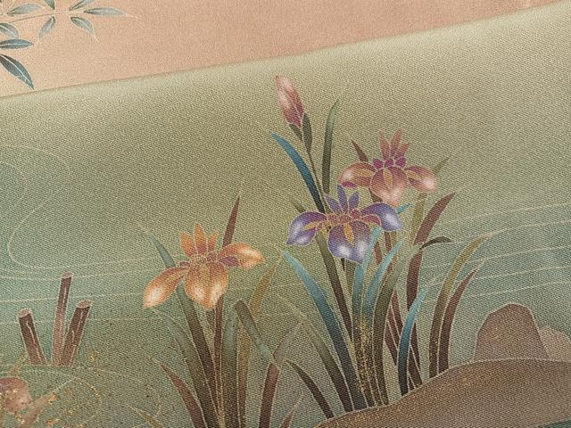 平和屋着物●訪問着 友禅 作家物 松華 花鳥文 暈し染め 金彩 正絹 逸品 AABH6816ph