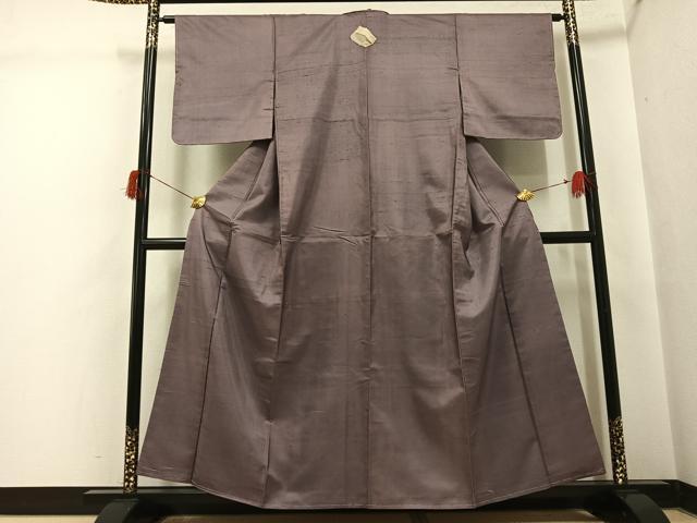 平和屋着物●上質な紬 色無地 鳩羽鼠色 正絹 逸品 未使用 AABH6847ph