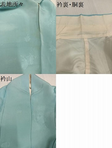 平和屋着物●上質な色無地 葡萄唐草地紋 錆青磁色 正絹 逸品 AABH6850ph