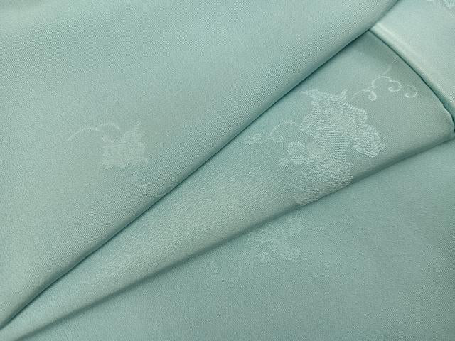 平和屋着物●上質な色無地 葡萄唐草地紋 錆青磁色 正絹 逸品 AABH6850ph