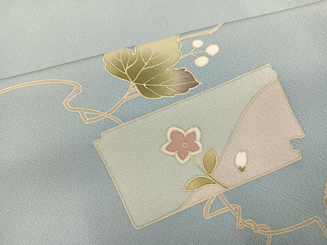 平和屋着物●訪問着 友禅 作家物 破れ色紙蔦の葉 鳥 草花 金彩 正絹 逸品 AABH6858ph
