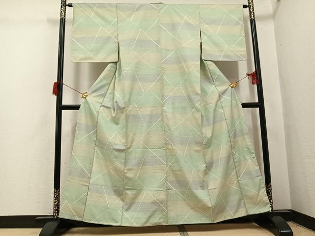 平和屋着物●本場大島紬 カタス9マルキ 幾何学文様 正絹 逸品 AABH6863ph