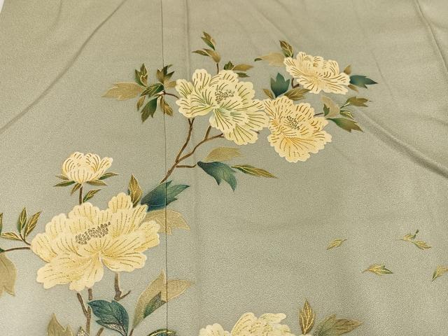 平和屋着物●漆工芸作家 金森一博 訪問着 手描き 枝花文 暈し染め 金彩 正絹 逸品 AABH6877ph