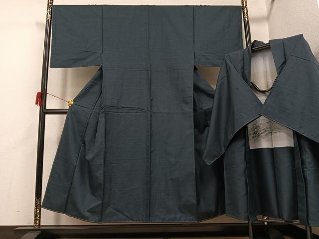 平和屋着物●男性 紬 アンサンブル 亀甲柄 正絹 逸品 未使用 AABH6882ph